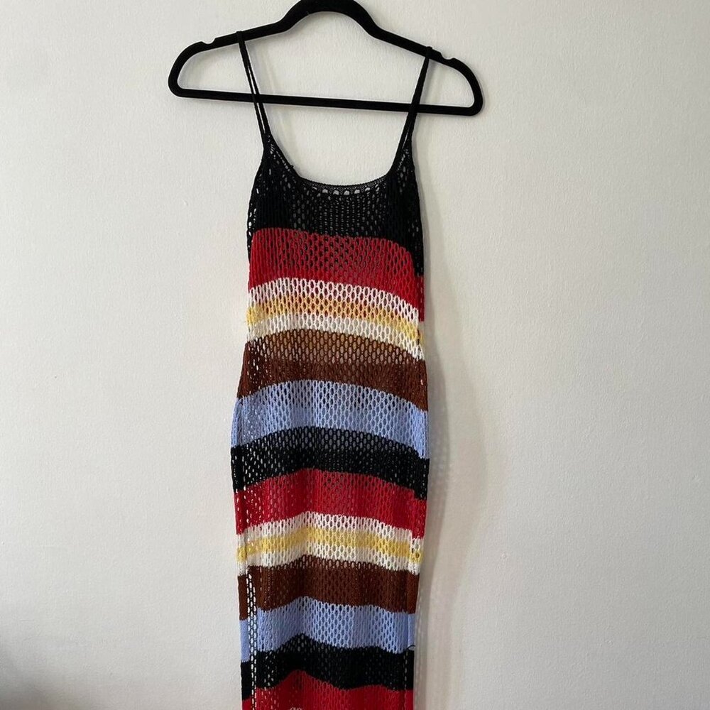 Striped crochet maxi dress